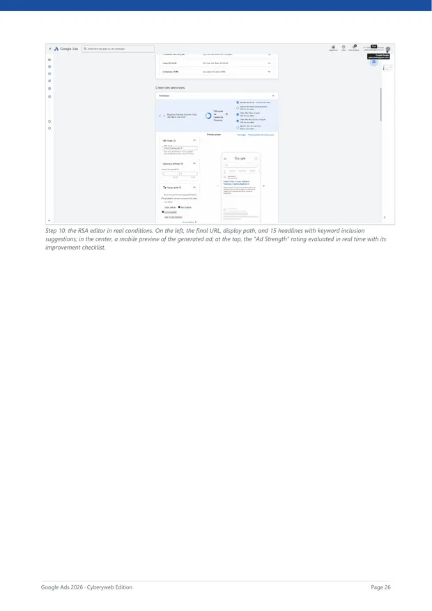 Google Ads metrics table: CPC, CPM, CPA, ROAS